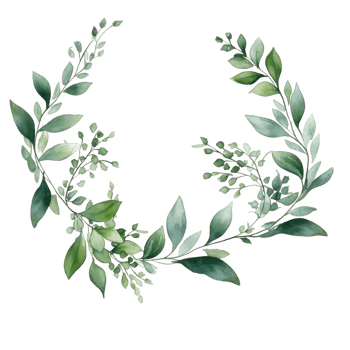 Watercolor Painting of Green Leaves Forming a Circular Frame png
