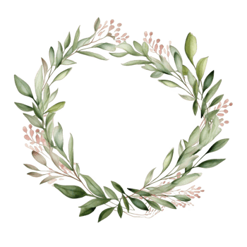Watercolor Leaf Wreath Isolated on a Transparent Background png