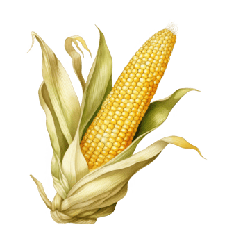 A Single Ear of Corn with Husks Partially Removed png