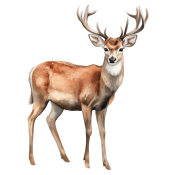 Watercolor painting of a spotted deer with antlers png