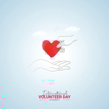 International Volunteer Day. Design for banner poster, 3D Illustration vector