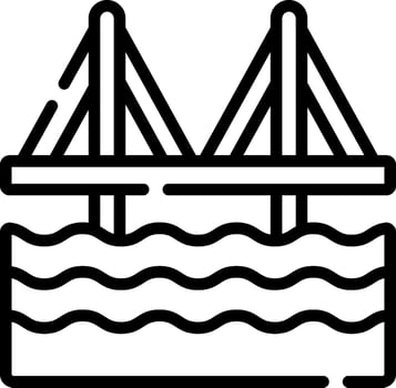 A bridge over water with a line drawing of it vector