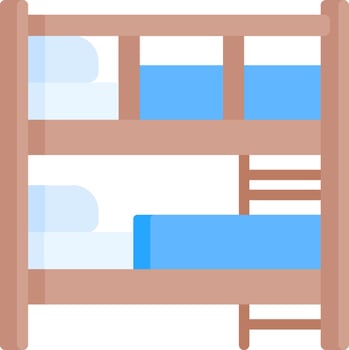 Bunk bed with blue sheets and blue pillows vector