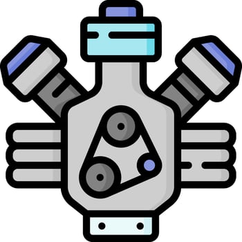 A cartoon engine with two valves and a valve cover vector