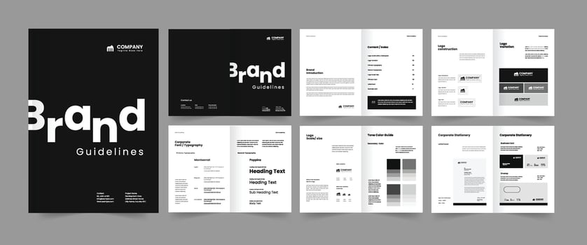Brand guideline and brand manual design also visual identity guideline vector