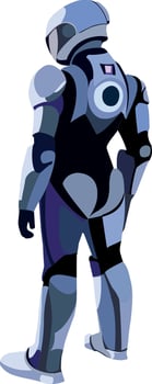 Futuristic astronaut wearing protective space suit vector