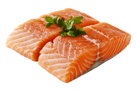 Raw salmon fillet isolated on transparent background png