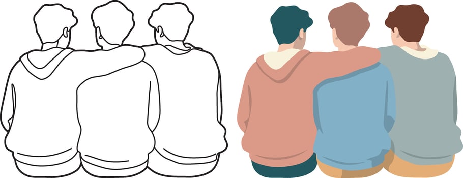 Friends Sitting Together Illustration. vector