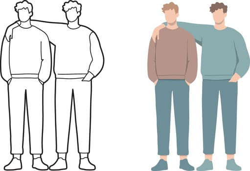 Man Friends Together Illustration. vector