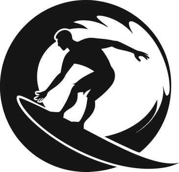 Surfing silhouette art illustration design icon and logo surfing vector