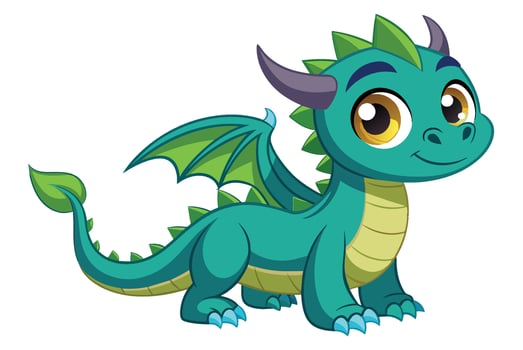 Cute cartoon dragon illustration vector