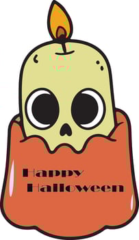 Halloween candles on Pumpkins illustration with happy Halloween greeting. vector