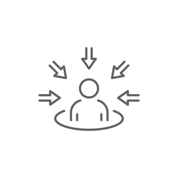 centric consumer icon, customer focus concept, client first approach, thin line symbol on white background. editable stroke eps10 vector