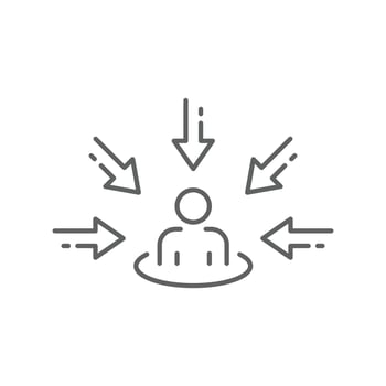 Customer centricity icon. Simple outline style. Centric consumer, client first approach, person, central, people, human focus concept. Thin line symbol. Editable stroke. vector
