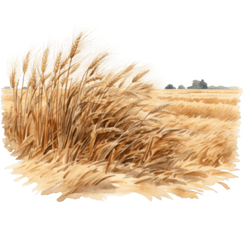 Watercolor Illustration of Wheat Stalks in a Field png