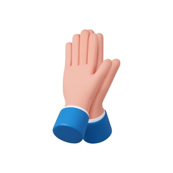 3d character hands prayer gesture. vector