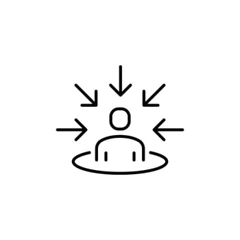 Focus on client icon, customer centricity line eps 10 vector