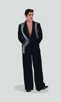 Young handsome man in fashionable suit. vector