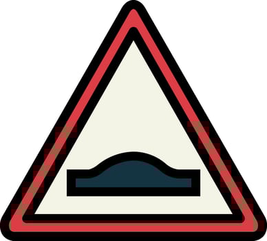 A triangle sign with a black and red triangle vector