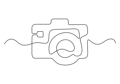 Camera continuous one line drawing premium illustration vector
