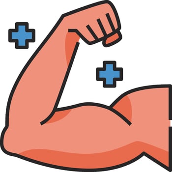 A cartoon arm with a blue cross on it vector