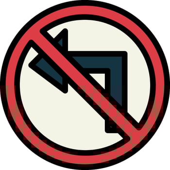 A no left turn sign is shown in a circle vector