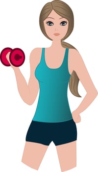 Athletic Woman Doing Exercise With Dumbbells. Healthy lifestyle. Illustration of Beautiful Girl Doing Fitness vector