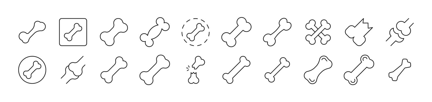Bones Collection of Thin Icons. Editable Stroke. Suitable for Web Sites, Books, Cards, Apps vector