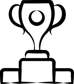 A black and white drawing of a trophy cup vector