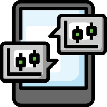 A smartphone with two green squares on it vector