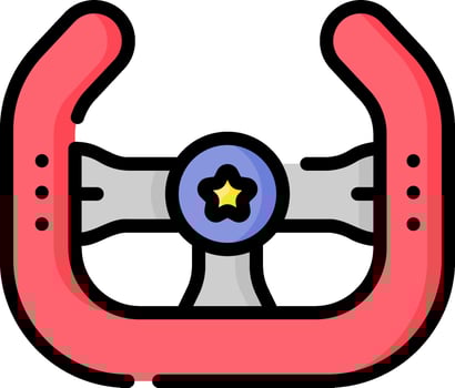 A red steering wheel with a star on it vector