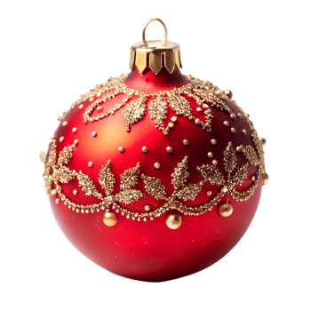 Red Shiny Christmas Ball Ornament for Christmas Tree Decoration Clipping Path on Transparent background png