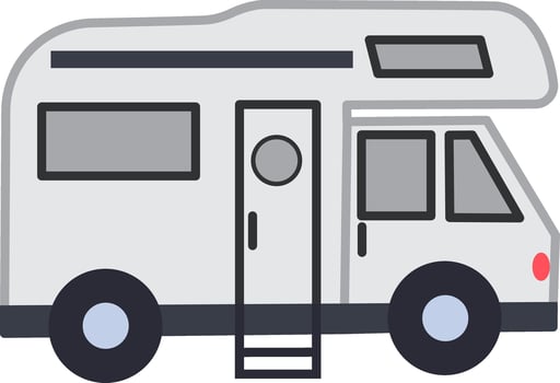 Camping Car in Cartoon Style. Vacation travel concept. Illustration of Mobile Home for Camping vector