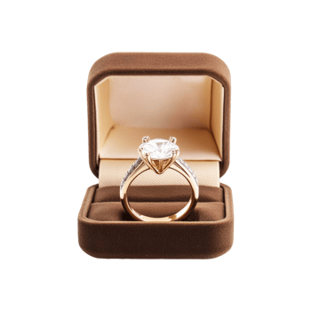 Beautiful Diamond ring in a jewellery box on transparent background png