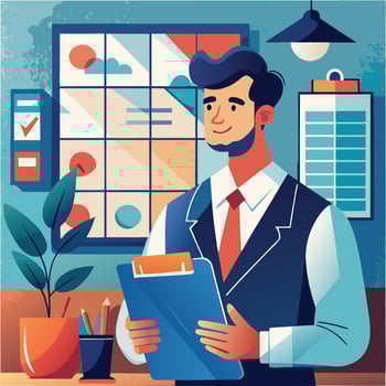 office worker with schedule. vector