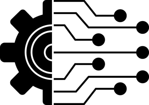 Black Digital Technology Icon. Illustration of Technology Gears. Business and Innovation Concept vector