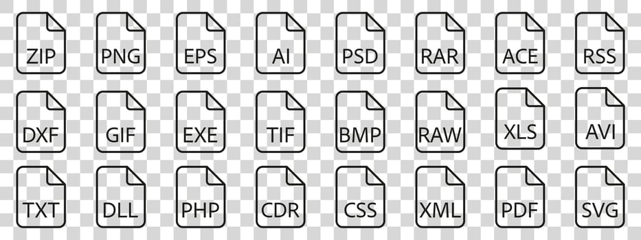 A set of file folders with different types of files vector