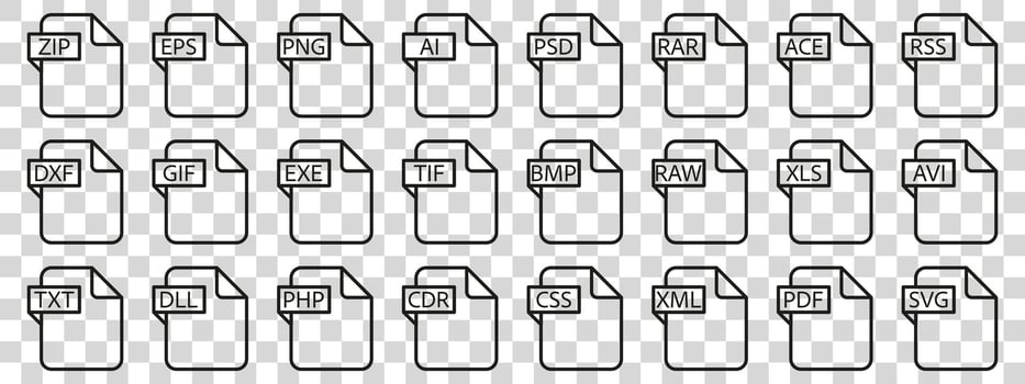 A set of black and white clip art files vector