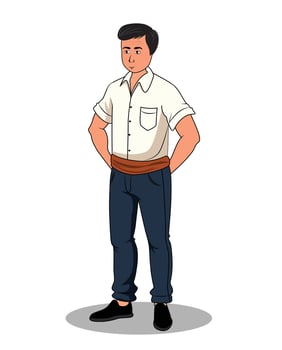 A city man wearing white shirt cartoon illustration vector