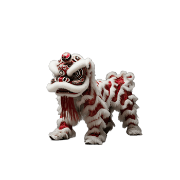 A detailed Chinese lion dance costume on a transparent background png