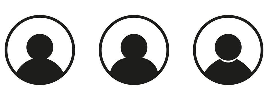 Three people in oval shapes with different faces vector