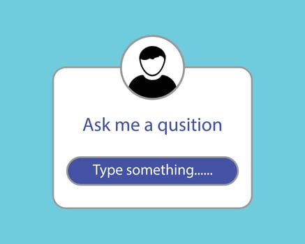 Ask me a question box. Instagram Ask me a question box background concept. Communication, reaction, comment, followers. Feedback concept. Template design, user interface. vector