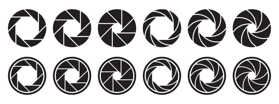 A set of black and white circular shapes vector