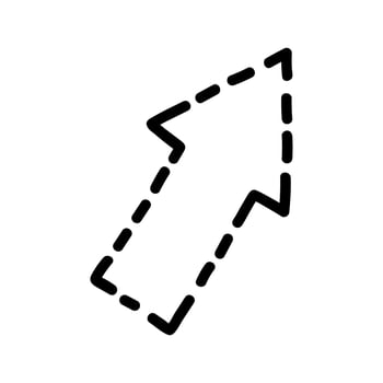 Doodle wide arrow Illustration with dotted line vector
