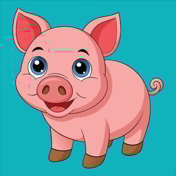 Cartoon pig with big eyes and a smile vector