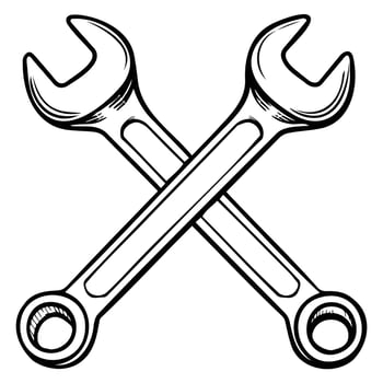 Crossed Wrenches in Hand-Drawn Style Illustration vector
