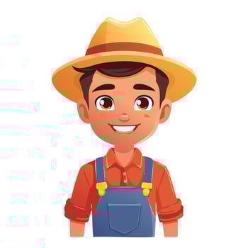 Farmer Cute Worker Work Job Profession Professional Cartoon Character vector