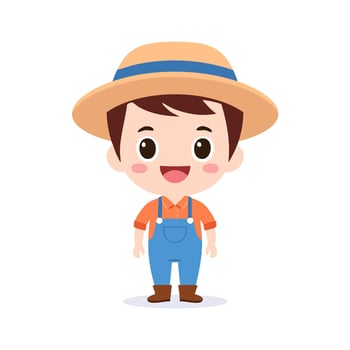 Farmer Cute Worker Work Professional Occupation Cartoon Character vector