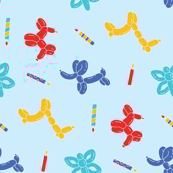 Balloon Animal Candle Seamless Pattern illustration for Print, Wallpaper. vector