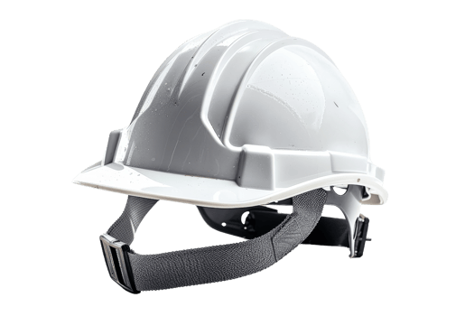 White Hard Hat with Black Chin Strap png